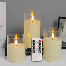 Load image into Gallery viewer, 3Pcs/Set LED Flameless Electric Candles Light Acrylic Glass Battery Flickering Fake Tealight with Remote Control for Wedding Party Christmas Decor