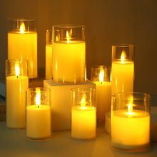 Load image into Gallery viewer, 3Pcs/Set LED Flameless Electric Candles Light Acrylic Glass Battery Flickering Fake Tealight with Remote Control for Wedding Party Christmas Decor