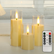 Load image into Gallery viewer, 3Pcs/Set LED Flameless Electric Candles Light Acrylic Glass Battery Flickering Fake Tealight with Remote Control for Wedding Party Christmas Decor