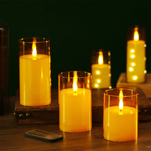 Load image into Gallery viewer, 3Pcs/Set LED Flameless Electric Candles Light Acrylic Glass Battery Flickering Fake Tealight with Remote Control for Wedding Party Christmas Decor