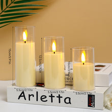 Load image into Gallery viewer, 3Pcs/Set LED Flameless Electric Candles Light Acrylic Glass Battery Flickering Fake Tealight with Remote Control for Wedding Party Christmas Decor
