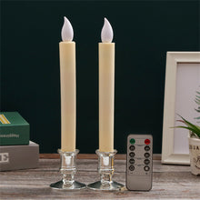 Load image into Gallery viewer, 1 Pair/Set LED Flameless Electric Candles Light Acrylic Glass Battery Flickering Fake Tealight with Remote Control for Wedding Party Christmas Decor