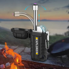 Load image into Gallery viewer, 360° Rotation Hose Electric Arc Plasma Lighter Ignition Outdoor Camping Windproof Lighter Smoking USB Type-C Waterproof Charging Port