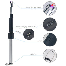 Load image into Gallery viewer, 28inch USB Windproof Electric Arc Lighters Rechargeable with Long Adjustable Handle Cigarette Lighters Plasma Pulsed Powerful for Kitchen Outdoor BBQ Candle