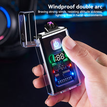 Load image into Gallery viewer, USB Rechargeable Dual ARC Electric Lighter Cool Windproof Plasma Lighters with LED Light for Men Outdoor Camping BBQ Gadgets