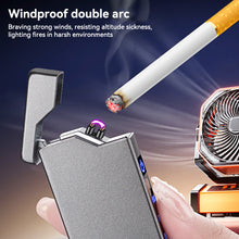 Load image into Gallery viewer, Windproof Double Arc Metal Lighter USB LED Power Lighter Digital Display Touch Sensor Lighters Rechargeable Type-C Charging Interface