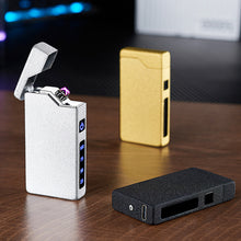 Load image into Gallery viewer, Windproof Double Arc Metal Lighter USB LED Power Lighter Digital Display Touch Sensor Lighters Rechargeable Type-C Charging Interface