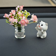 Load image into Gallery viewer, 2Pcs Car Decoration Ornaments Babysbreath Jasmine Vase Glass Vase Micro Landscape Rabbit Car Interior Decoration Mini Console