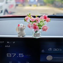 Load image into Gallery viewer, 2Pcs Car Decoration Ornaments Babysbreath Jasmine Vase Glass Vase Micro Landscape Rabbit Car Interior Decoration Mini Console