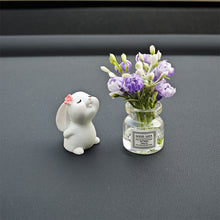 Load image into Gallery viewer, 2Pcs Car Decoration Ornaments Babysbreath Jasmine Vase Glass Vase Micro Landscape Rabbit Car Interior Decoration Mini Console