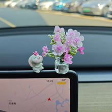 Load image into Gallery viewer, 2Pcs Car Decoration Ornaments Babysbreath Jasmine Vase Glass Vase Micro Landscape Rabbit Car Interior Decoration Mini Console