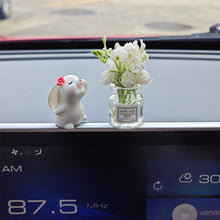 Load image into Gallery viewer, 2Pcs Car Decoration Ornaments Babysbreath Jasmine Vase Glass Vase Micro Landscape Rabbit Car Interior Decoration Mini Console