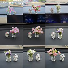 Load image into Gallery viewer, 2Pcs Car Decoration Ornaments Babysbreath Jasmine Vase Glass Vase Micro Landscape Rabbit Car Interior Decoration Mini Console
