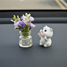 Load image into Gallery viewer, 2Pcs Car Decoration Ornaments Babysbreath Jasmine Vase Glass Vase Micro Landscape Rabbit Car Interior Decoration Mini Console