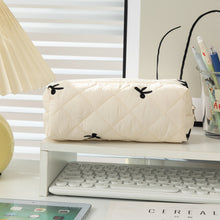 Load image into Gallery viewer, 1Pc Simple Bowknot Large Capacity Pencil Bag Fresh Quilting Stationary Storage Bags For Girls Makeup Pouch Pencil Case
