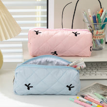 Load image into Gallery viewer, 1Pc Simple Bowknot Large Capacity Pencil Bag Fresh Quilting Stationary Storage Bags For Girls Makeup Pouch Pencil Case