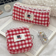 Load image into Gallery viewer, Woolen Cloth Stationery Storage Bag Red Multi-functional Cosmetic Bag Red Color Cherry Pencil Case Student