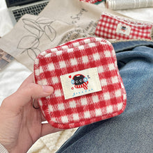 Load image into Gallery viewer, Woolen Cloth Stationery Storage Bag Red Multi-functional Cosmetic Bag Red Color Cherry Pencil Case Student