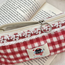 Load image into Gallery viewer, Woolen Cloth Stationery Storage Bag Red Multi-functional Cosmetic Bag Red Color Cherry Pencil Case Student