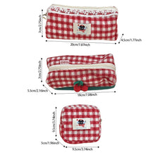 Load image into Gallery viewer, Woolen Cloth Stationery Storage Bag Red Multi-functional Cosmetic Bag Red Color Cherry Pencil Case Student