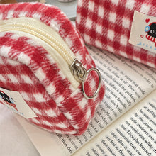 Load image into Gallery viewer, Woolen Cloth Stationery Storage Bag Red Multi-functional Cosmetic Bag Red Color Cherry Pencil Case Student