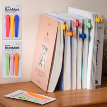 Load image into Gallery viewer, Silicone Bookmark Clip Automatically Follows Notebook Page Divider with Pen Holder Page Flipping for School