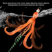 Load image into Gallery viewer, 1PC 10.5CM/7G TPE Eco-Friendly Sea Fishing Octopus String Hook High Elasticity Bionic Squid Double Hook Lure Fluorescence Soft Bait