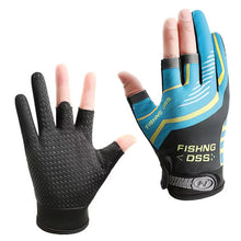 Load image into Gallery viewer, 1Pair Outdoor Stab-Proof Non-Slip Three-Finger Fishing Gloves Ice Silk Breathable Sunscreen Gloves