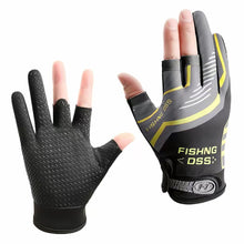 Load image into Gallery viewer, 1Pair Outdoor Stab-Proof Non-Slip Three-Finger Fishing Gloves Ice Silk Breathable Sunscreen Gloves