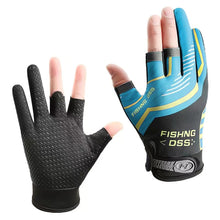 Load image into Gallery viewer, 1Pair Outdoor Stab-Proof Non-Slip Three-Finger Fishing Gloves Ice Silk Breathable Sunscreen Gloves