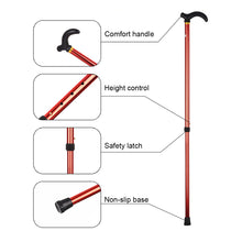 Load image into Gallery viewer, Aluminum Alloy Telescopic Crutch Two Section Telescopic Crutch Anti Slip Elderly Walking Cane Mountain Climbing Cane
