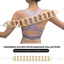 Load image into Gallery viewer, Wooden Massage Roller Back Pain Relief Roller Wood Therapy Cellulite Massage Tools Wood Manual Back Massager Roller Rope for Leg
