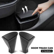 Load image into Gallery viewer, 2Pcs Car Door Trash Can Side Door Storage Box Organizer Push-to-Open Lid Design Front Seat Car Garbage Can for Tesla Model Y Accessories