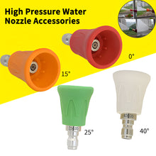 Load image into Gallery viewer, 0° 15° 25° 40° Car Wash Rubber Sleeve Sector Nozzle Splash Proof Stainless Steel Nozzle High Pressure Water Nozzle Accessories