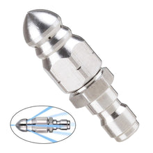 Load image into Gallery viewer, 1/4" Stainless Steel Water Jet High Pressure Sprayer Nozzle Clean Sewer Pressure Washer Quick Plug Drain Hose Nozzle Tool