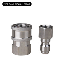Load image into Gallery viewer, 2Pcs/Set Stainless 3/8" 1/4" Quick Connector & Plug With NPT3/8 NPT1/4 Male Female Fitting Thread High Pressure Washer Accessories