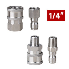 Load image into Gallery viewer, 2Pcs/Set Stainless 3/8" 1/4" Quick Connector & Plug With NPT3/8 NPT1/4 Male Female Fitting Thread High Pressure Washer Accessories