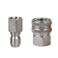 Load image into Gallery viewer, 2Pcs/Set Stainless 3/8" 1/4" Quick Connector & Plug With NPT3/8 NPT1/4 Male Female Fitting Thread High Pressure Washer Accessories