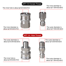Load image into Gallery viewer, 2Pcs/Set Stainless 3/8" 1/4" Quick Connector & Plug With NPT3/8 NPT1/4 Male Female Fitting Thread High Pressure Washer Accessories