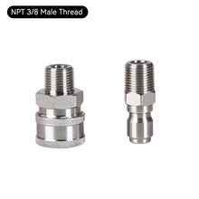 Load image into Gallery viewer, 2Pcs/Set Stainless 3/8" 1/4" Quick Connector & Plug With NPT3/8 NPT1/4 Male Female Fitting Thread High Pressure Washer Accessories