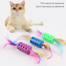 Load image into Gallery viewer, Colorful Feather Toy Ball with Bells Interactive Cat Toy Indoor Kitten Training Catcher Cats Scratching Ball Pet Supply
