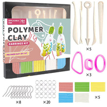 Load image into Gallery viewer, Non-Toxic Non-Sticky Polymer Clay Earring Kit Art DIY Oven Bake Modeling with 8 Clay Tools and Accessories Gift for Kids Adults
