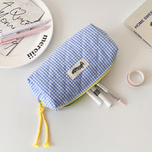 Load image into Gallery viewer, Large Capacity Plaid Cloth Pencil Case Korean Style Cloth Makeup Bag INS Style Student Stationery Storage Bag