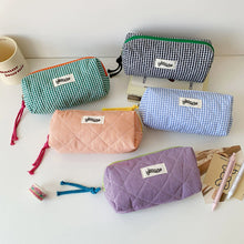 Load image into Gallery viewer, Large Capacity Plaid Cloth Pencil Case Korean Style Cloth Makeup Bag INS Style Student Stationery Storage Bag