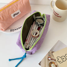 Load image into Gallery viewer, Large Capacity Plaid Cloth Pencil Case Korean Style Cloth Makeup Bag INS Style Student Stationery Storage Bag
