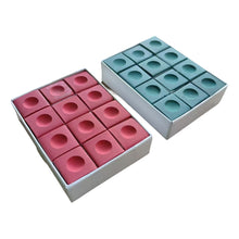 Load image into Gallery viewer, 12PCS/ Box 23MM Billiard Cue Chalk Pool Cue Tip Quartz Powder Billiard Supplies Accessories