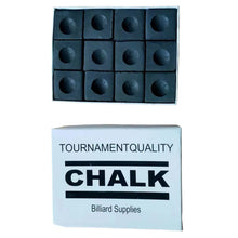 Load image into Gallery viewer, 12PCS/ Box 23MM Billiard Cue Chalk Pool Cue Tip Quartz Powder Billiard Supplies Accessories
