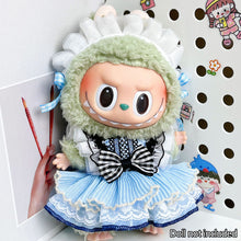 Load image into Gallery viewer, Miniature Blue Dress Set for 17cm Labubu Dolls Cute DIY Doll Clothes Fashion Accessories Lovely Outfit Gifts for Girls Friends