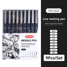 Load image into Gallery viewer, 3-15PCS/Set Black Fine Point Pen Waterproof Ink Line Drawing Pen for Artist Illustration Sketching Anime Manga Technical Drawing