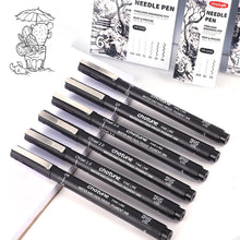 Load image into Gallery viewer, 3-15PCS/Set Black Fine Point Pen Waterproof Ink Line Drawing Pen for Artist Illustration Sketching Anime Manga Technical Drawing